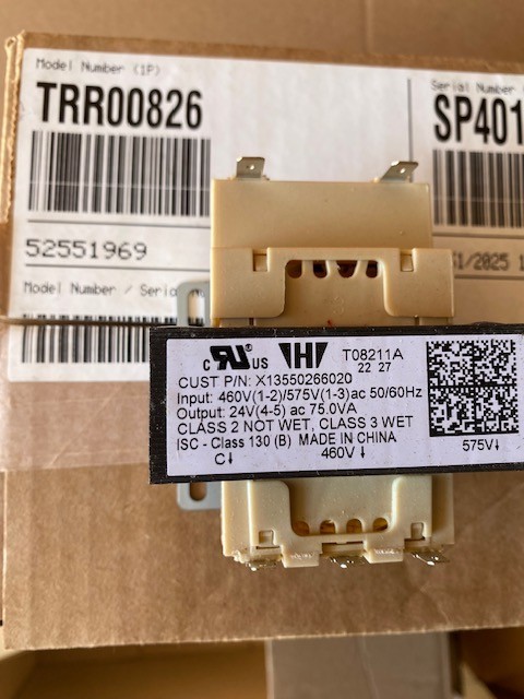TRANSFORMER, 75 VA, 460-575V PRI, 24V SE TRR00826 (NEW)