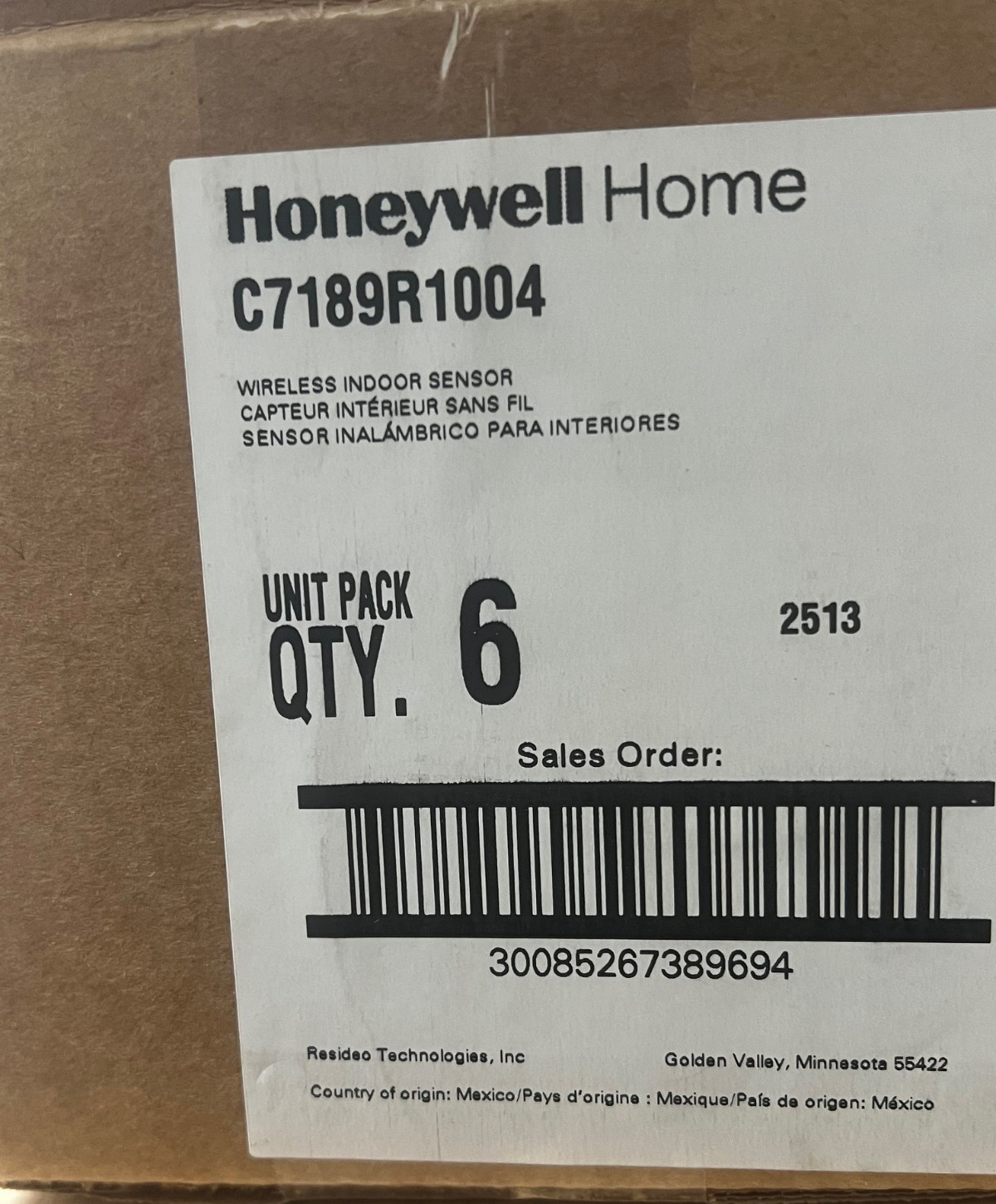Honeywell C7189R1004 RedLINK Wireless Indoor Sensor Temp and Humidity, Pack of 6