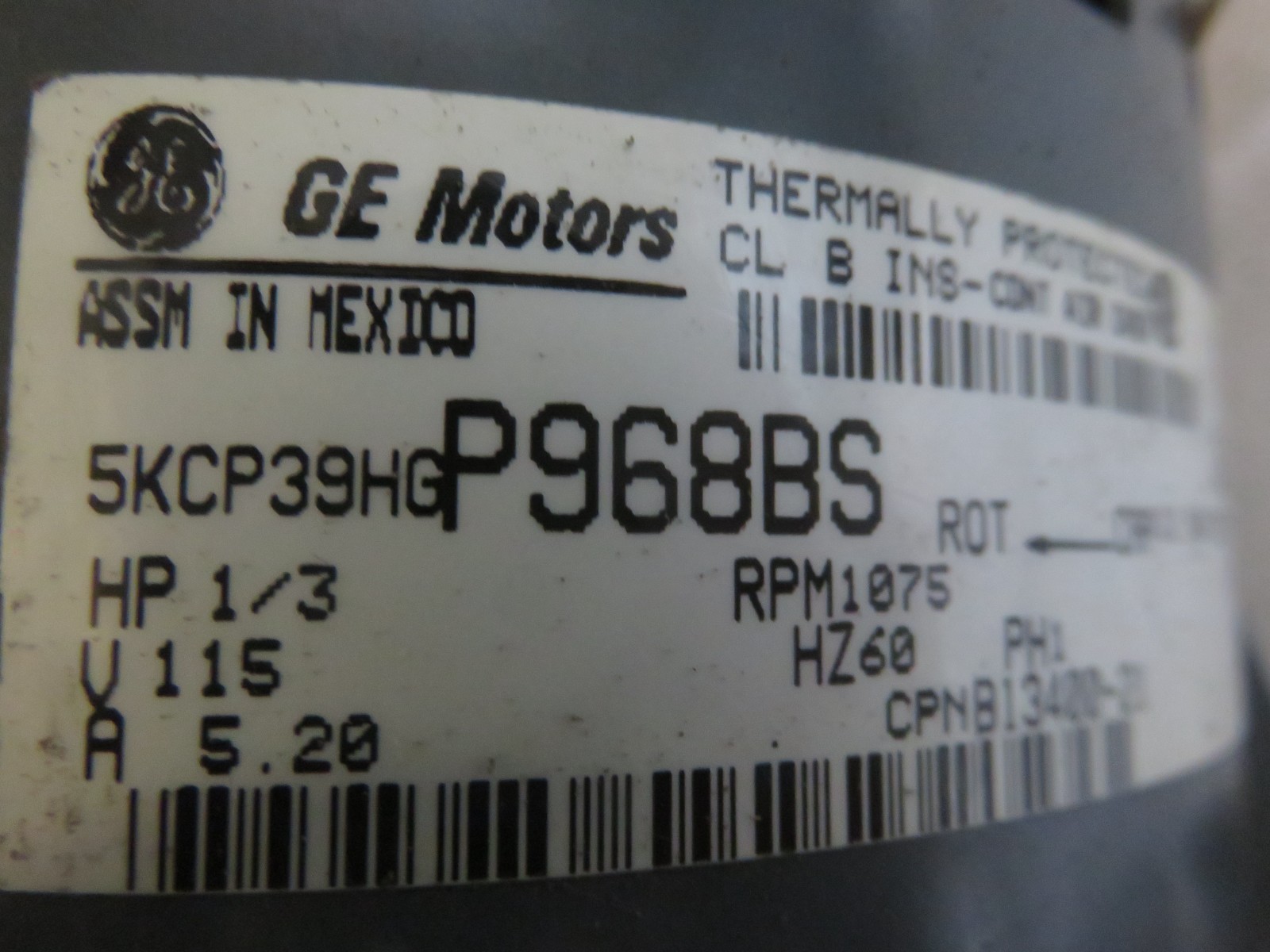 Goodman Furnace Blower Motor # BT13400-21 MOTOR# 5KCP39HGP968BS