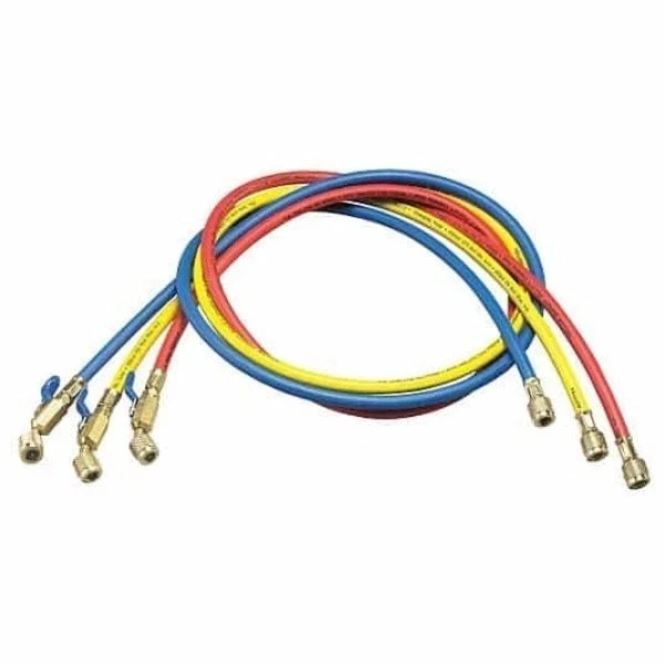 Yellow Jacket Plus II 29986 – 72″ Ball Valve Hoses, 1/4″, Set of 3 – New in Pack