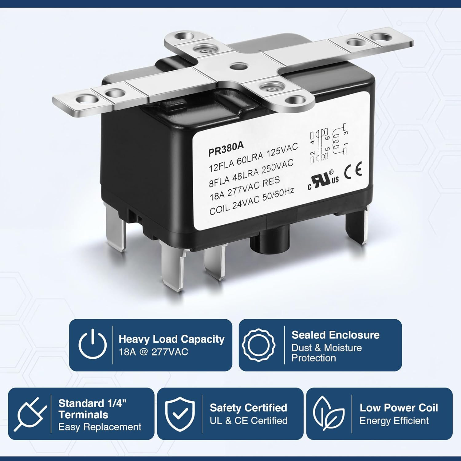1 Pack 24V Fan Relay, 90-380 Isolation Relay AC Switch SPST with UL Certificatio