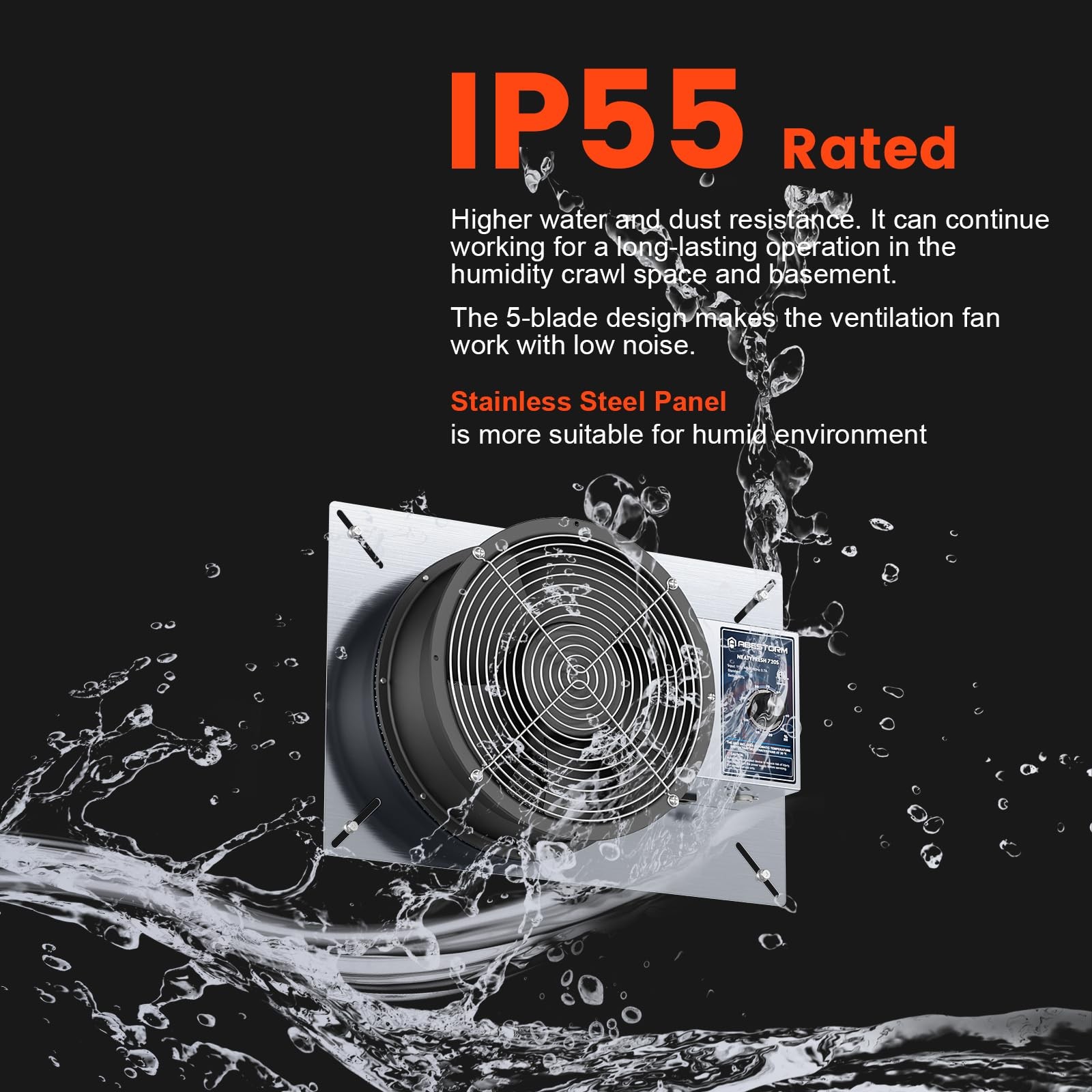 Abestorm 720Cfm Crawlspace Ventilation Fans Ip-55 Grade Basements Stainless