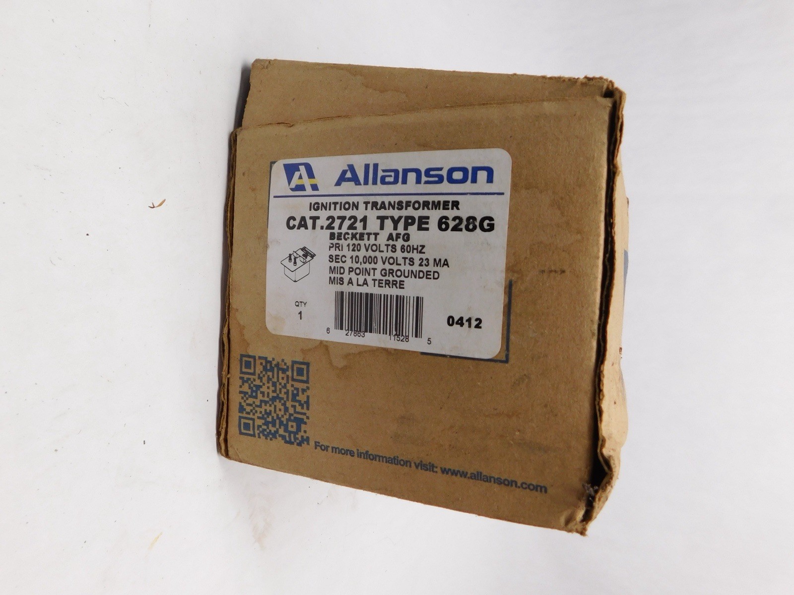 Allanson Ignition Transformer 2721 Type 628G 120V 10,000V 23mA for Beckett AFG