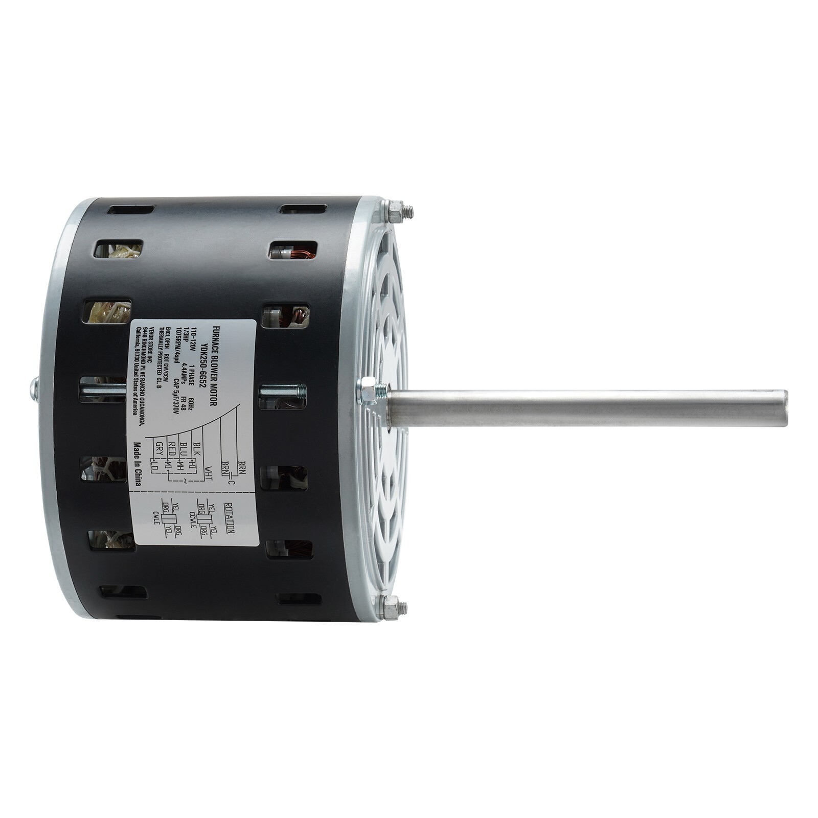 1/3HP Furnace Blower Motor 110-120V 4.4A 1075RPM 4 Speeds 48 Frame 1 Phase