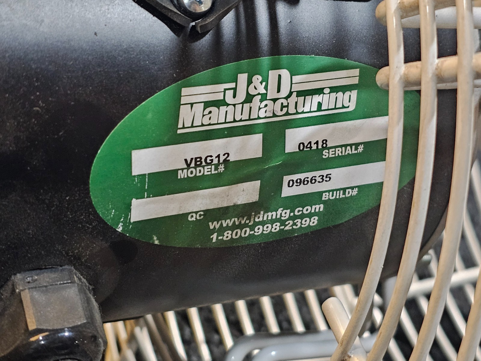 J & D VBG12 1PH S-Variable 12″ Green Breeze HAF Fan With 10′ Cord *USED/WORKING*