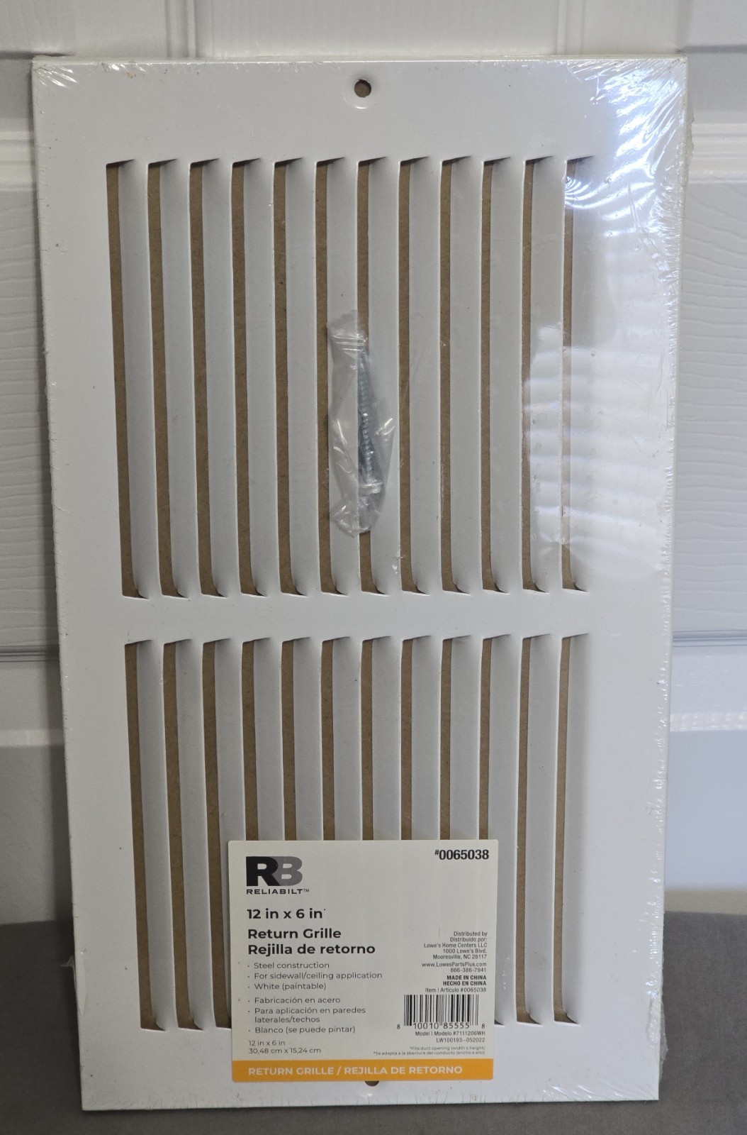 New Reliabilt 12in X 6in Return Grille 65038 Brand New Sealed With Hardware