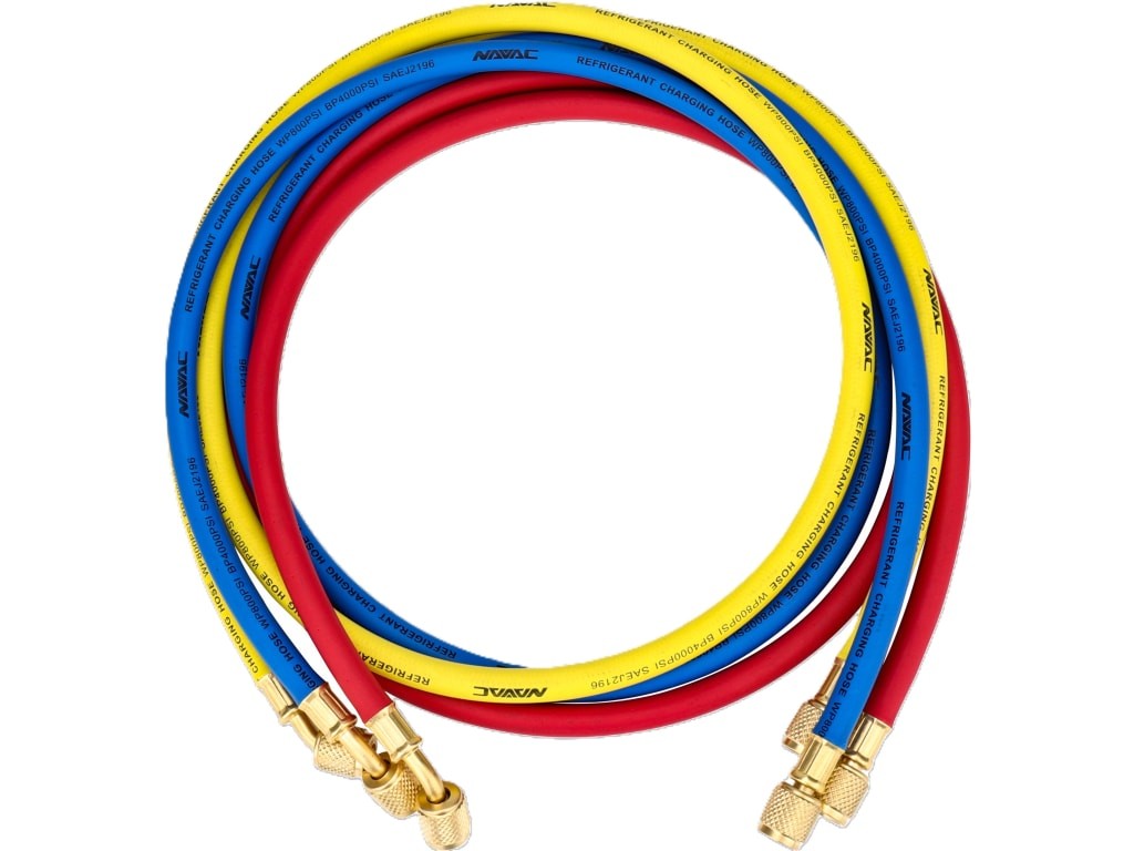 NAVAC NH5S – 1/4in Charging Hose Set, 5ft Long (Red, Yellow, Blue)
