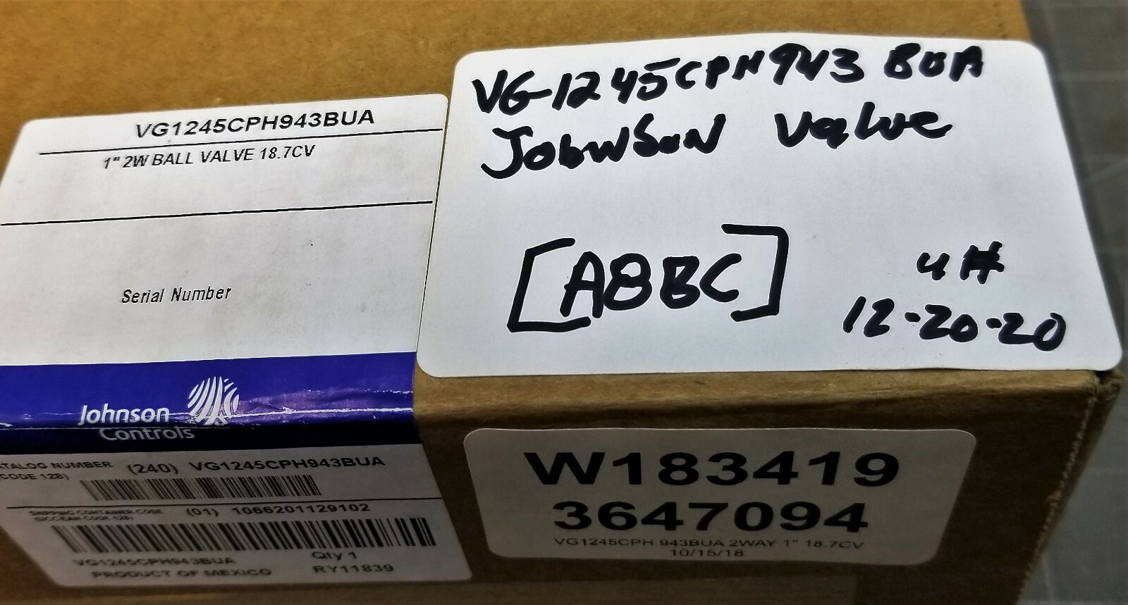 JOHNSON CONTROLS 1” 2-WAY BALL VALVE 18.7Cv 85-264V 2Pos N/C NEW [A8BC]