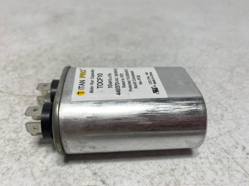 Titan Pro TOCF10 Motor Run Capacitor 10 MFD 440/370V Oval