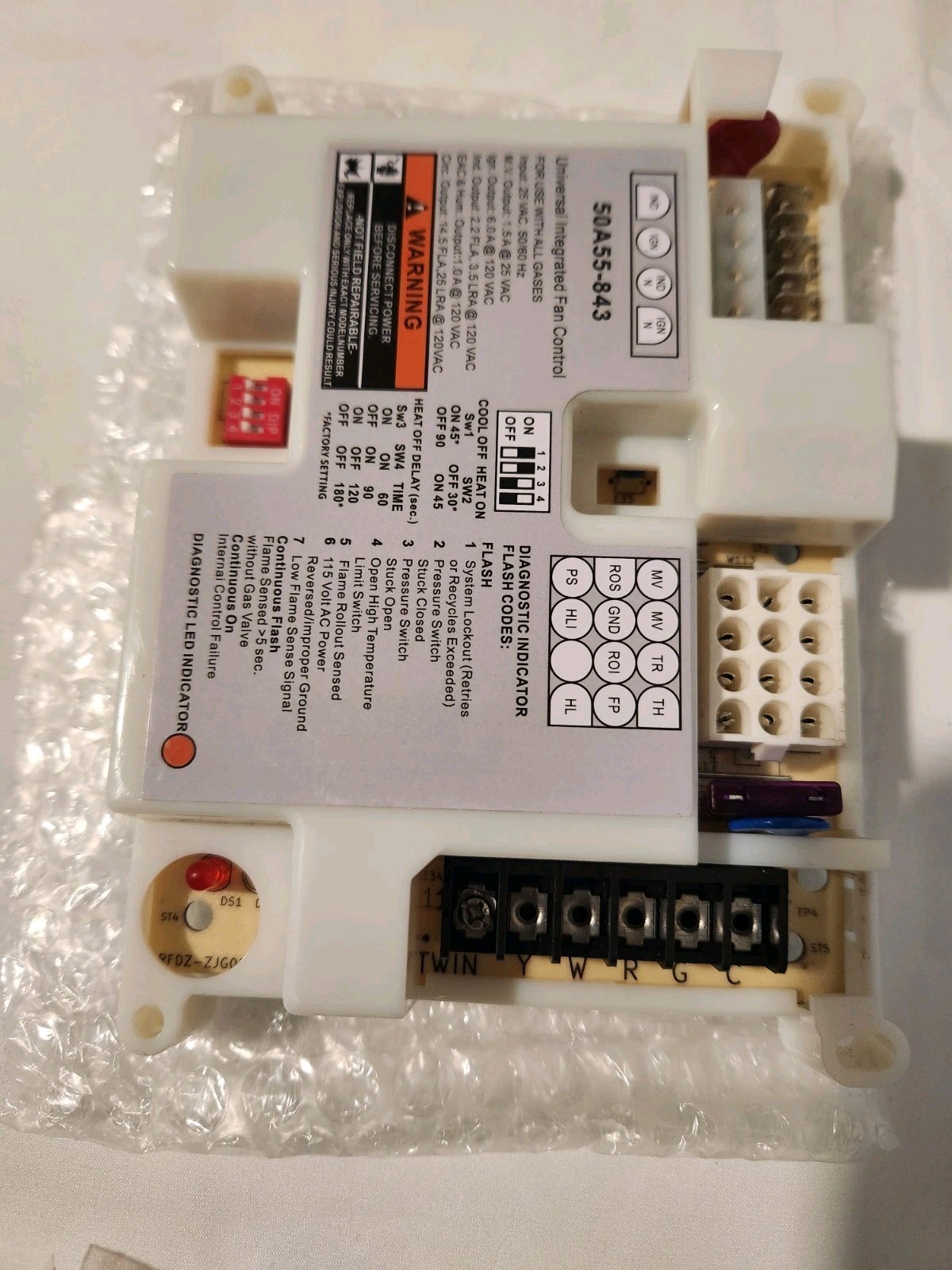 Universal Integrated Furnace Fan Control Board for White-Rodgers 50A55-843