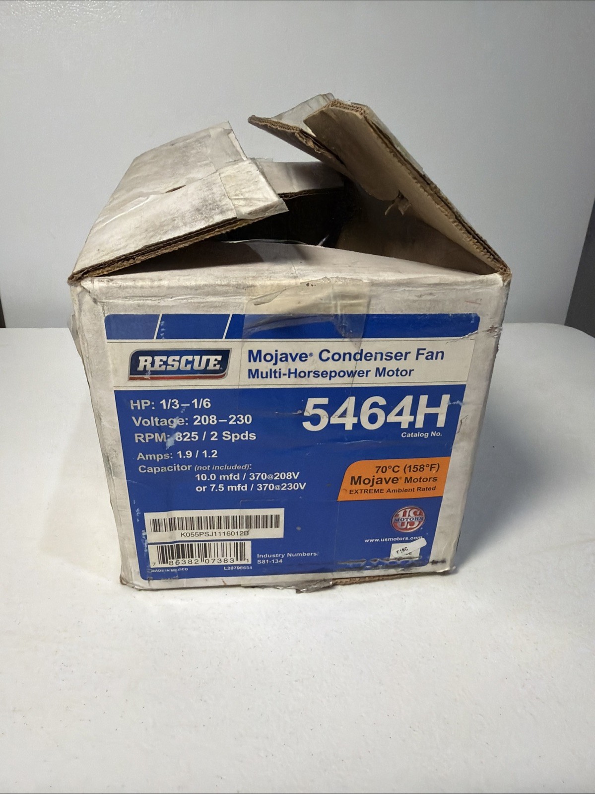 US Motors 5464H RESCUE MOJAVE 5.6″ Condenser Motor, 208-230V, 1/3-1/6 HP, 825