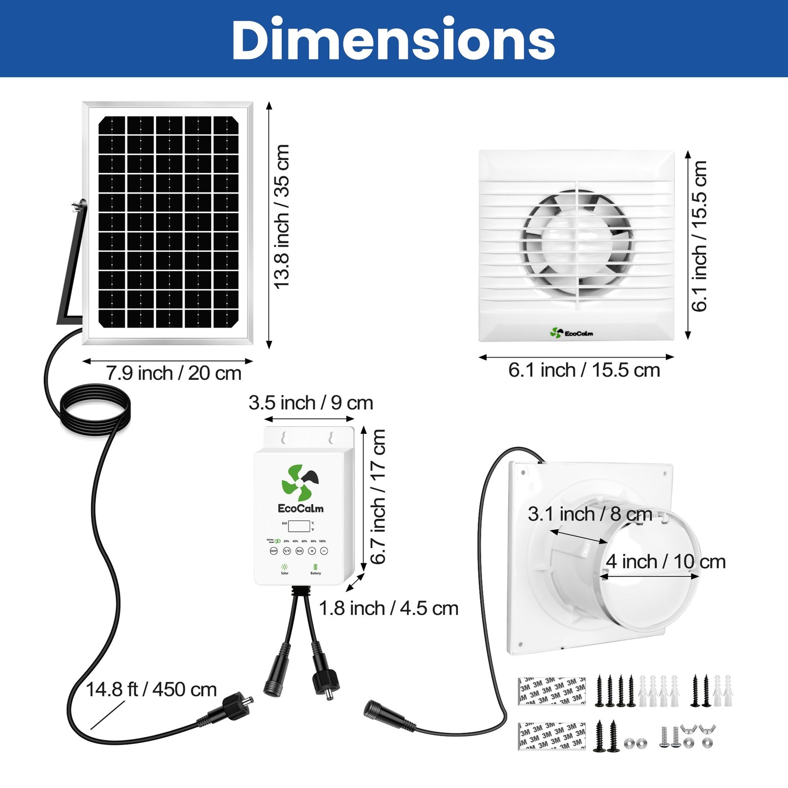 Ecocalm Solar Fan For Chicken Coop Battery And Adjustable Thermostat Solar