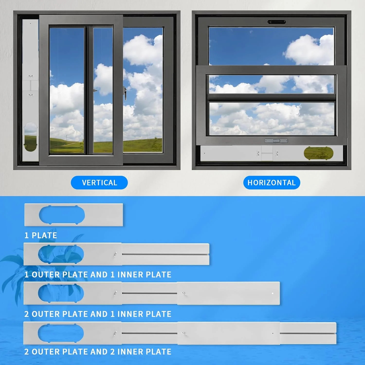 Portable Air Conditioner Window Vent Kit with 59″ Length Hose Adjustable Portabl