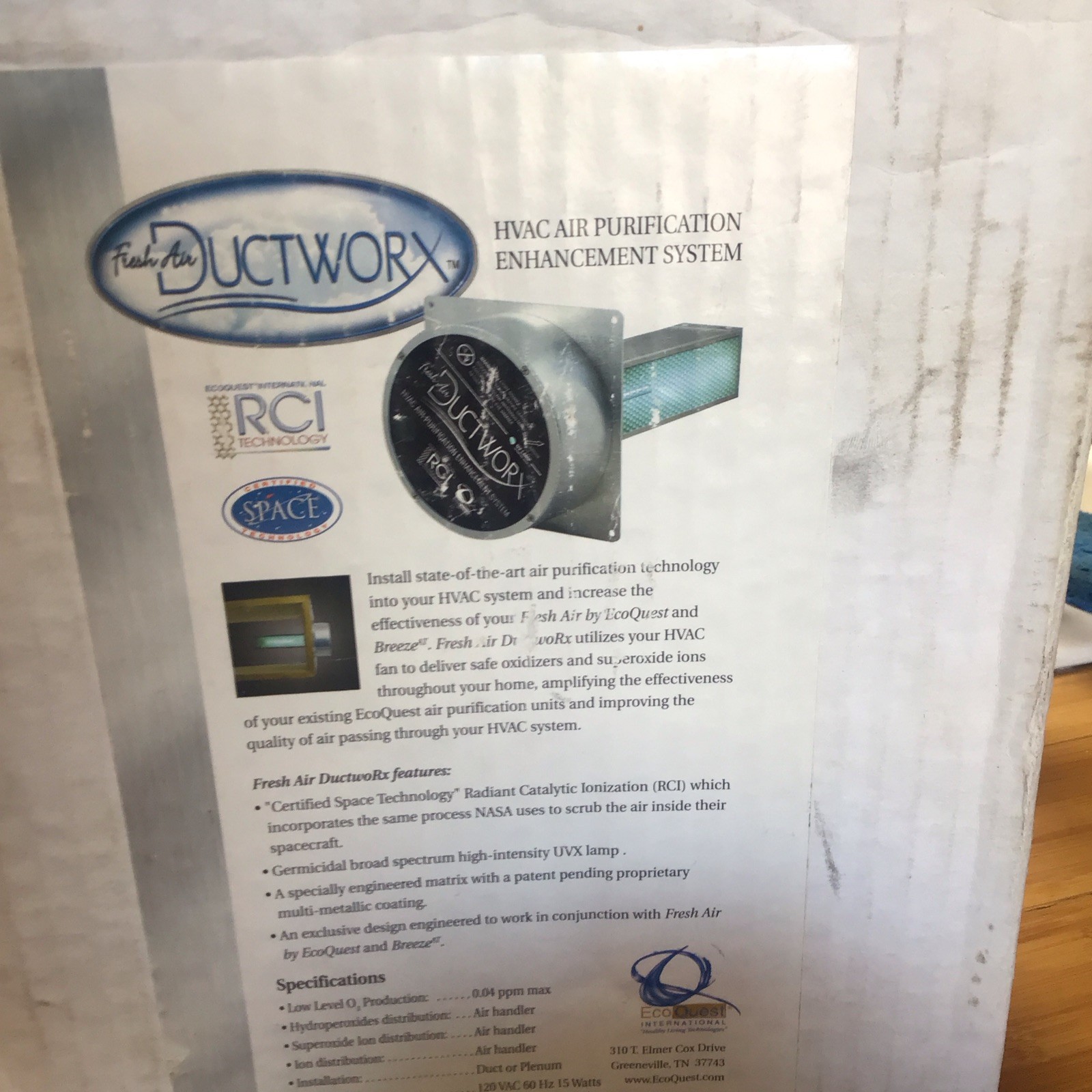 Fresh Air Ductworx HVAC Air Purification Enhancement System UV Light, Working!