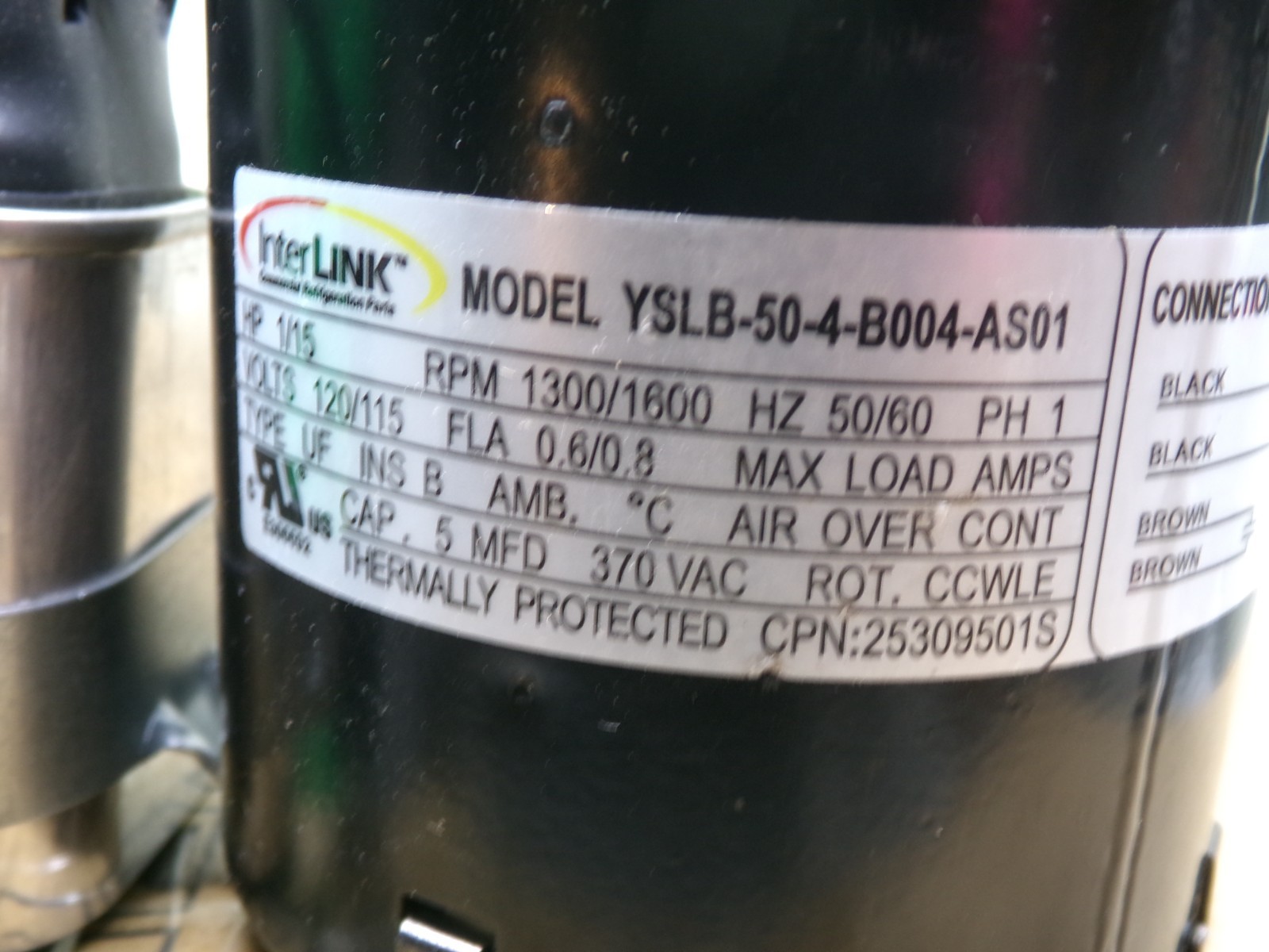 HEATCRAFT YSLB-50-4-B004-AS01 INTERLINK 25309501S 1/15HP 1600RPM 115V