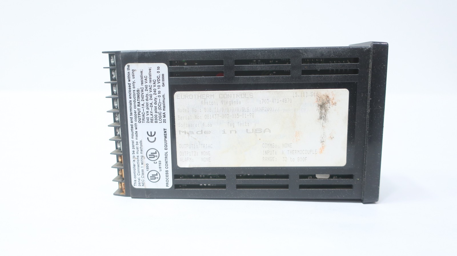 Eurotherm 808/T1/0/0/0/0/QLS/(AKHF200) Temperature Controller 264v-ac 32-800f