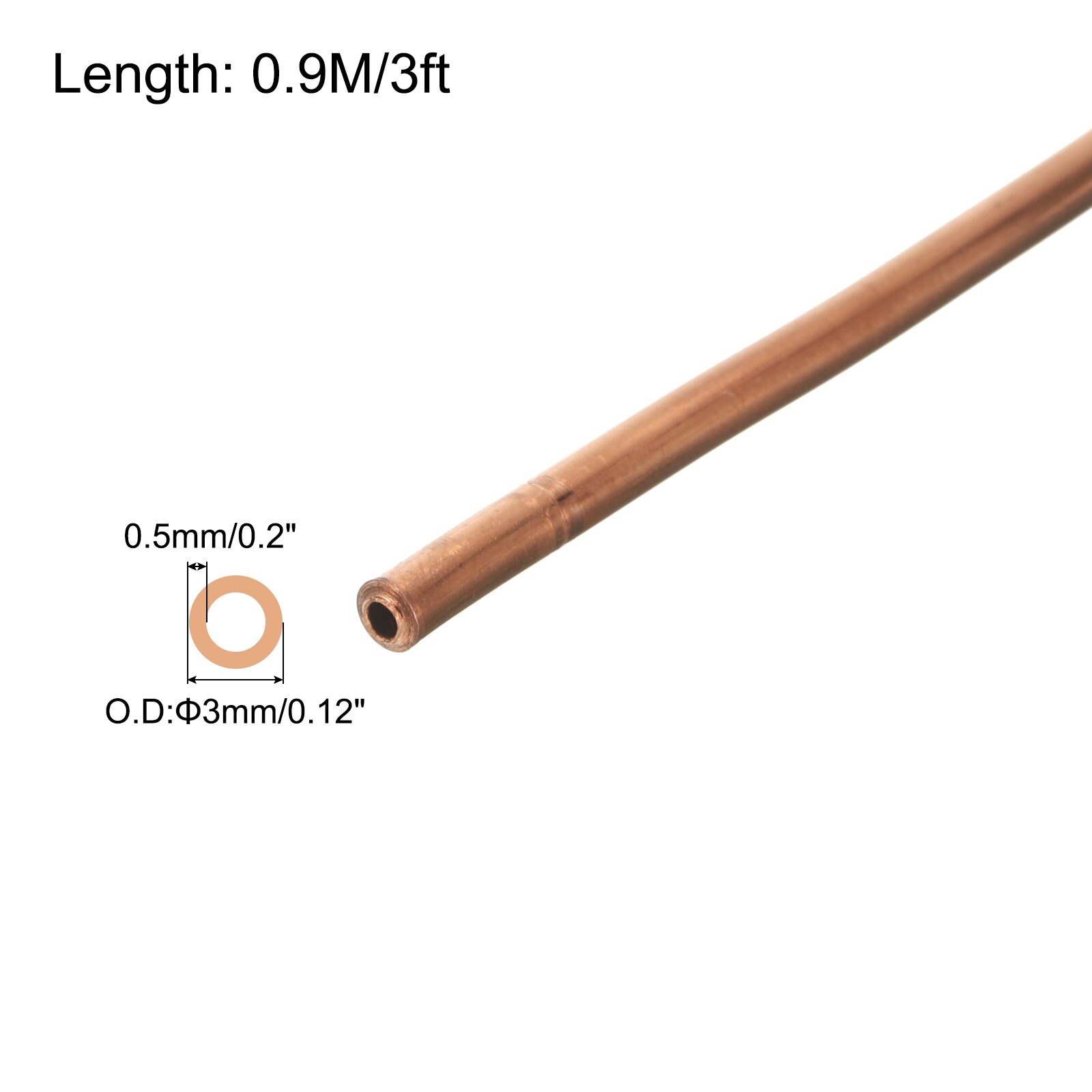 Copper Tube 1/8” OD x 3Ft Refrigeration Flexible Pipe Seamless Hollow