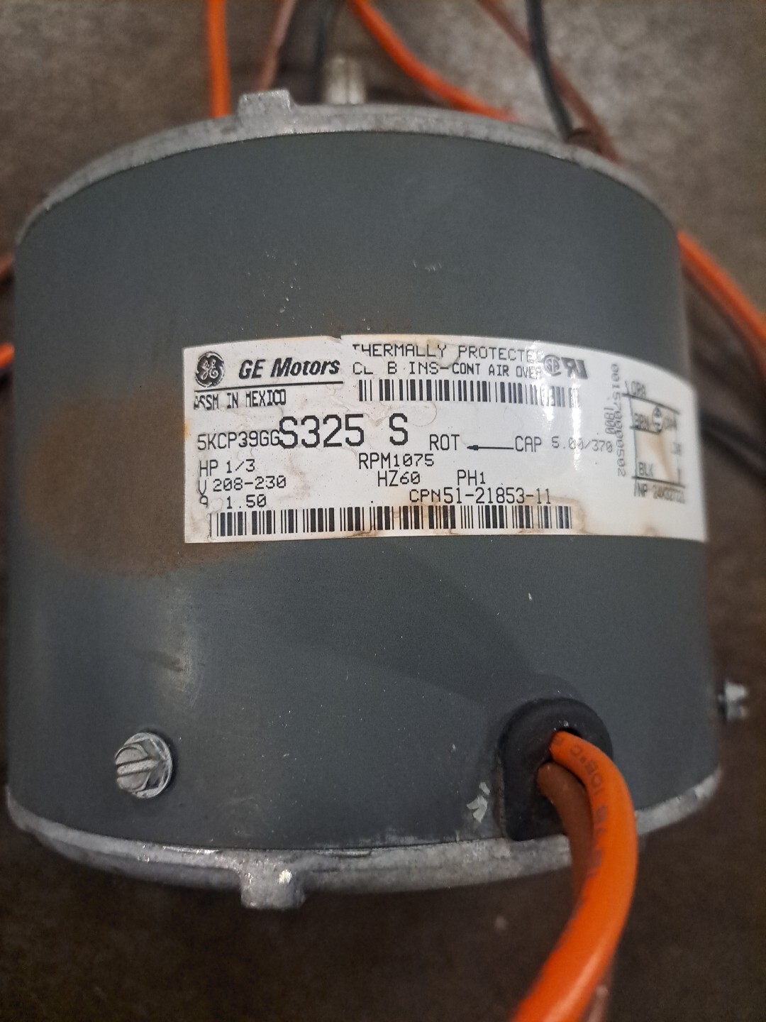 GE 5KCP39GGS325S Condenser Fan Motor 51-21853-11 1/3 HP 230V 1075RPM (Loc: C1T4♧