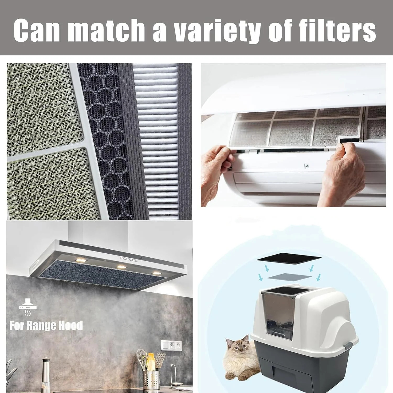 48 x 16 Inch Cut-to-Fit Activated Carbon Fabric Filter Sheet Charcoal Air Vent F