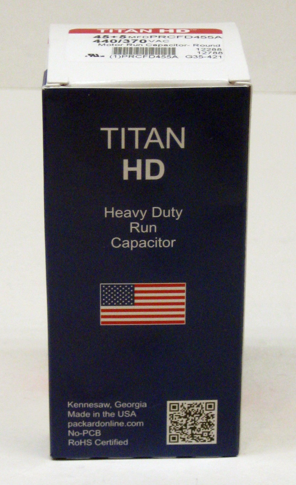 TitanHD PRCFD455A American-Made HVAC Round Motor Run Dual Capacitor 45/5 MFD/UF