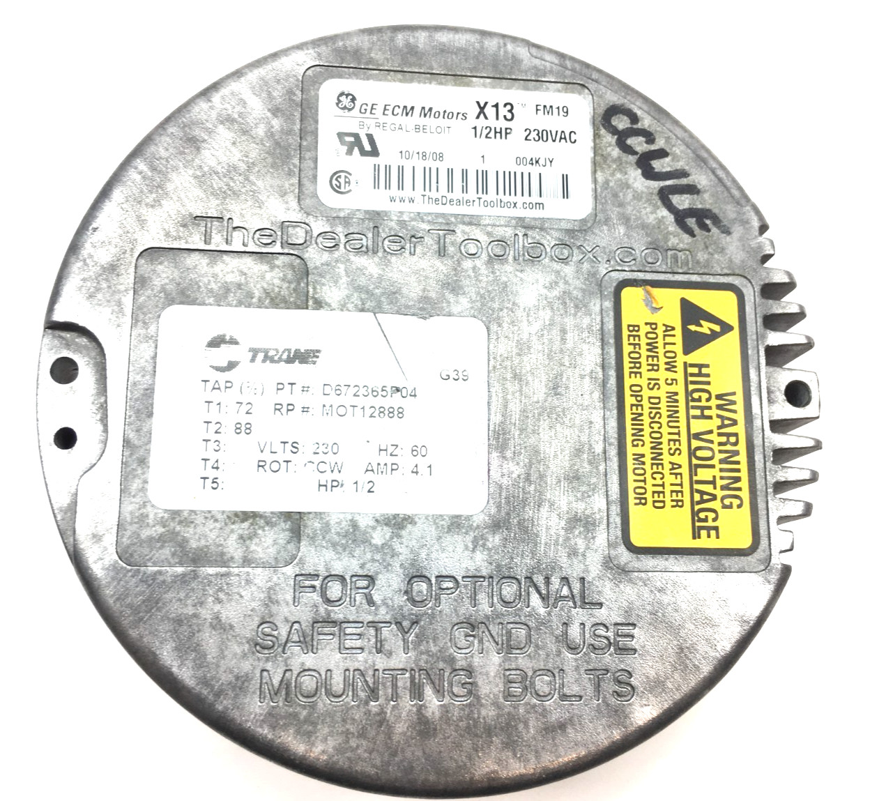 GE ECM X13 FM19 Module only TRANE p/n D672365P04 1/2HP 230V CCWLE used #W869