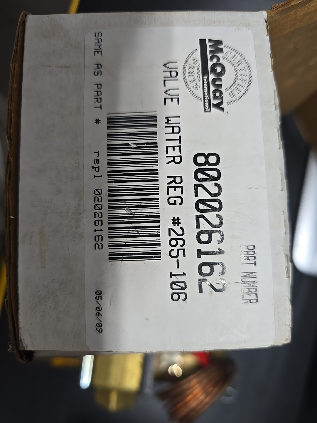 DAIKIN/McQuay/Parker Water Regulating Valve 802026162/265-106 (BRAND NEW)