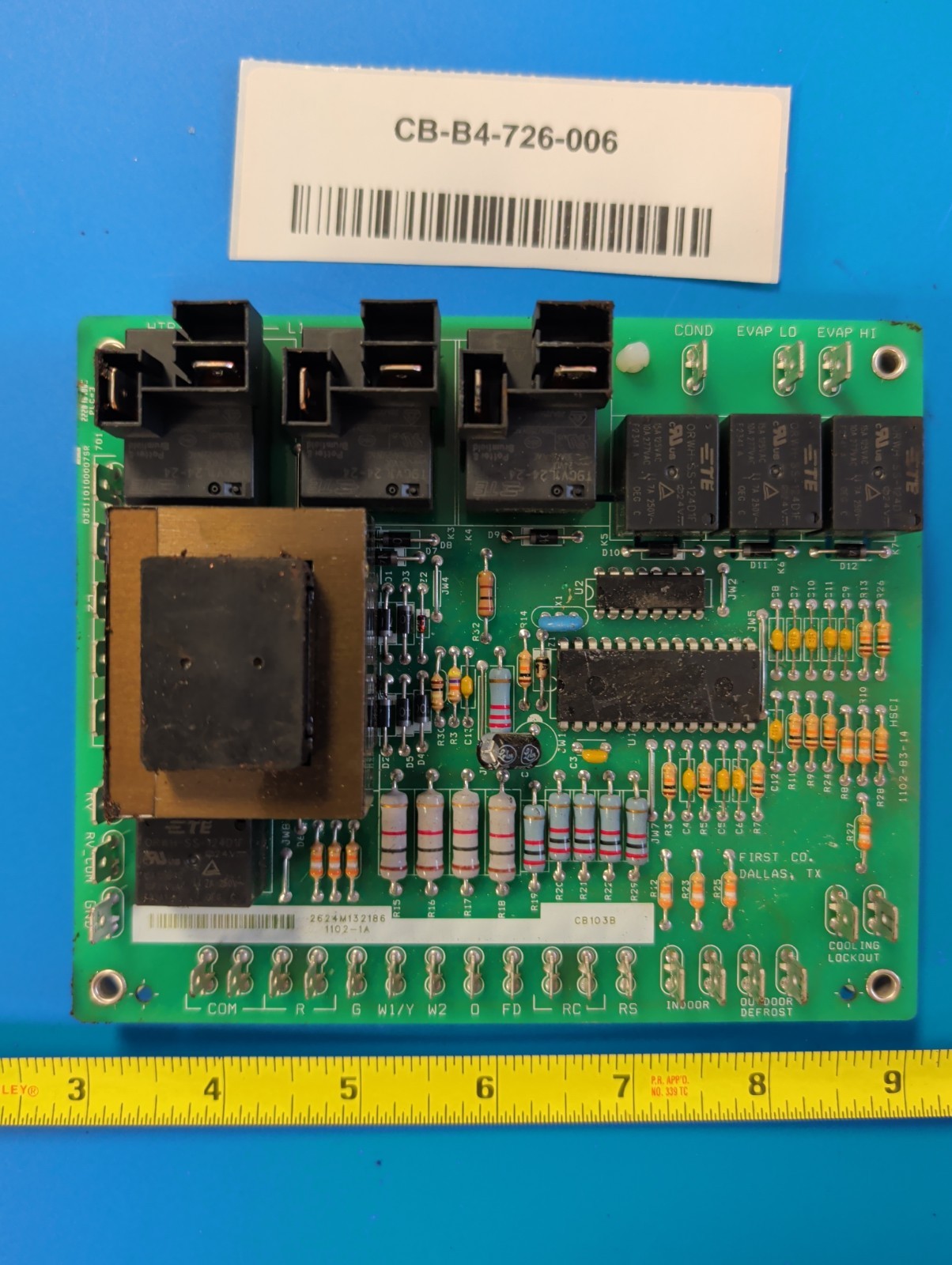 FIRST CO. PART # 1102-1A CB103B CONTROL BOARD Tested Used