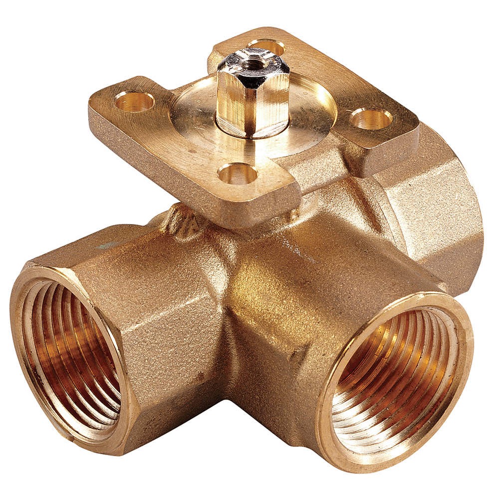 JOHNSON CONTROLS VG1845AD HVAC Ball Valve,Three-Way,Brass,1/2 in 41P762