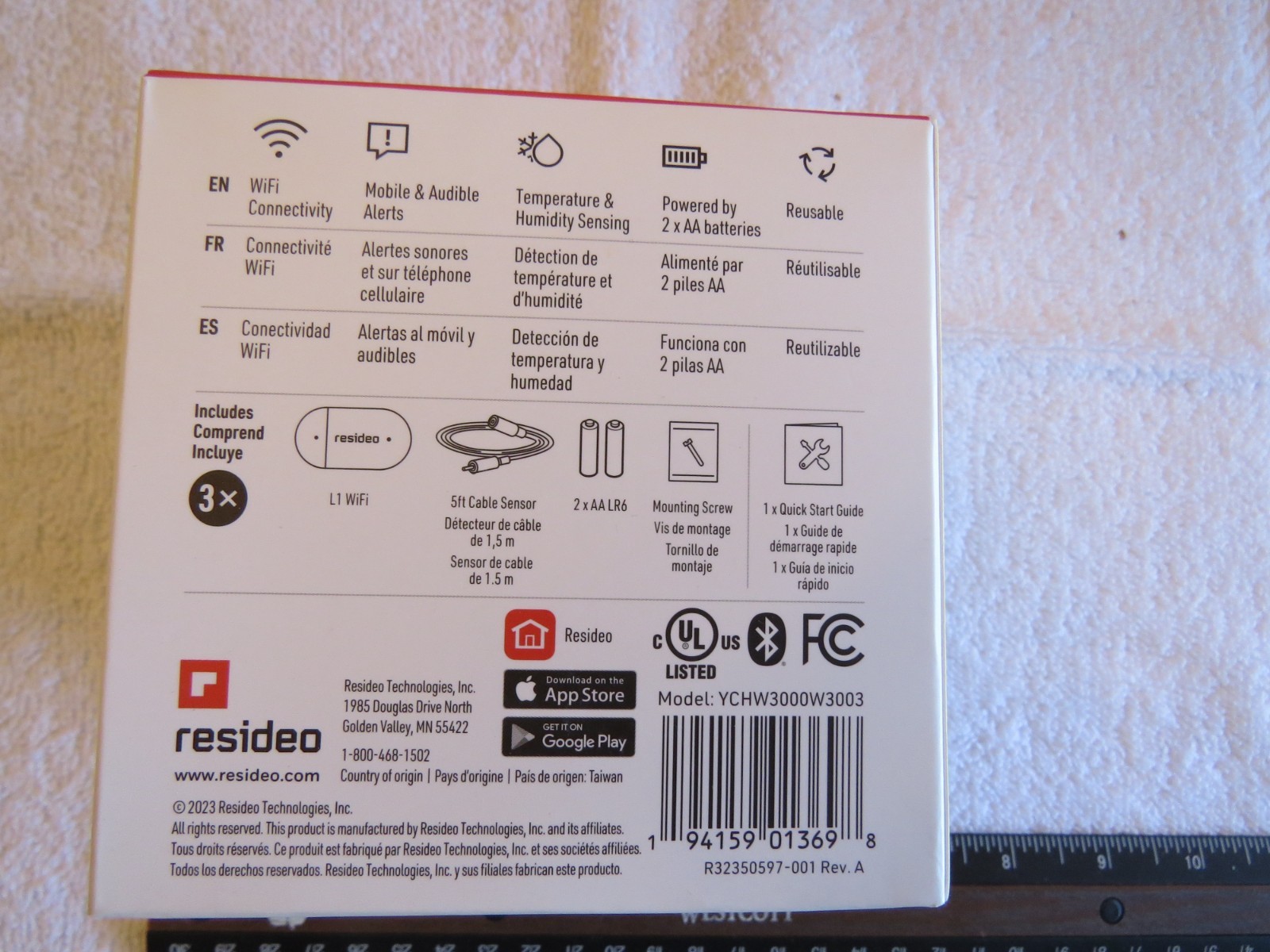 NEW RESIDEO [HONEYWELL] 3-PACK YCHW3000W3003 WIFI WATER LEAK & FREEZE DETECTOR