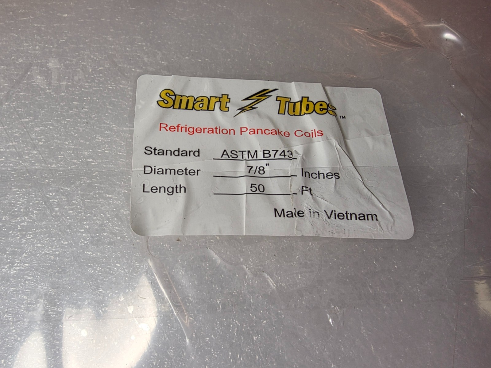 7/8″ OD X 50 Ft, .045″ Wall, ASTM B743 Copper Refrigeration Pancake Coil Tubing