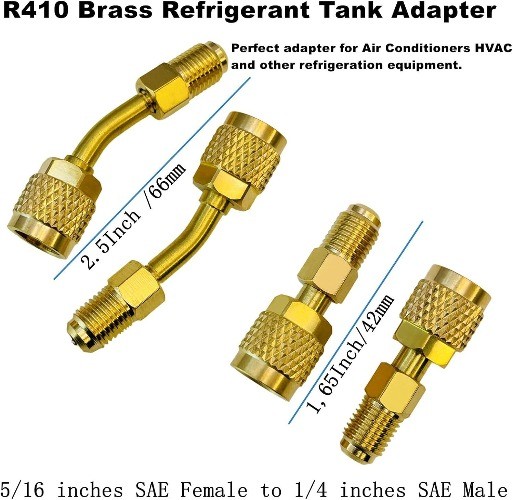 Adapter for Mini Split System, 5/16 inches SAE Female to 1/4 inches SAE Male Fla