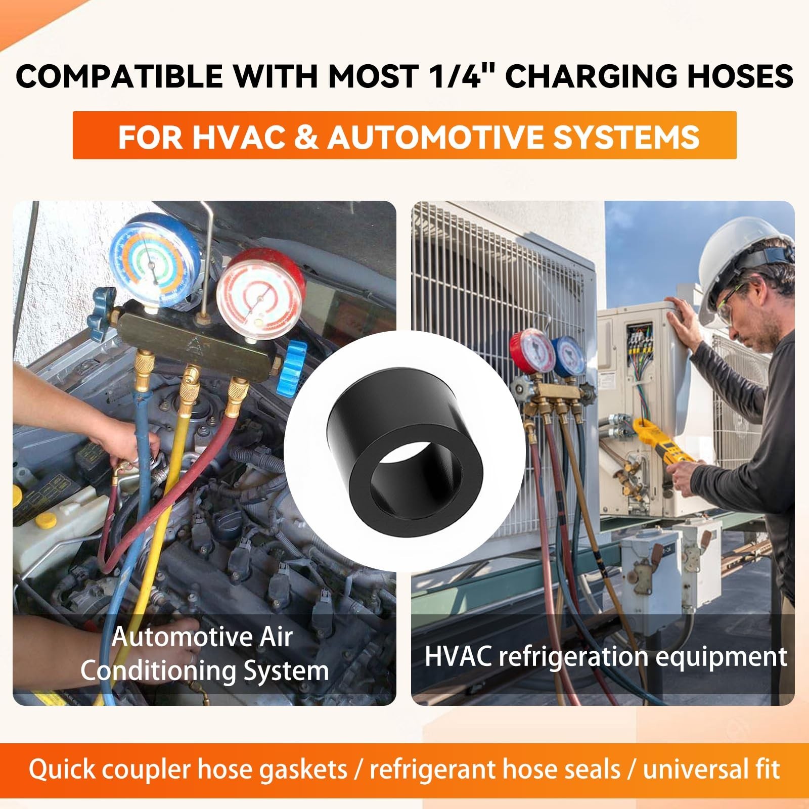 HVAC Hose Gasket 1/4″ – AC Charging Hose Seals, 8 Pack, Leak-Proof O-Ring for Ga