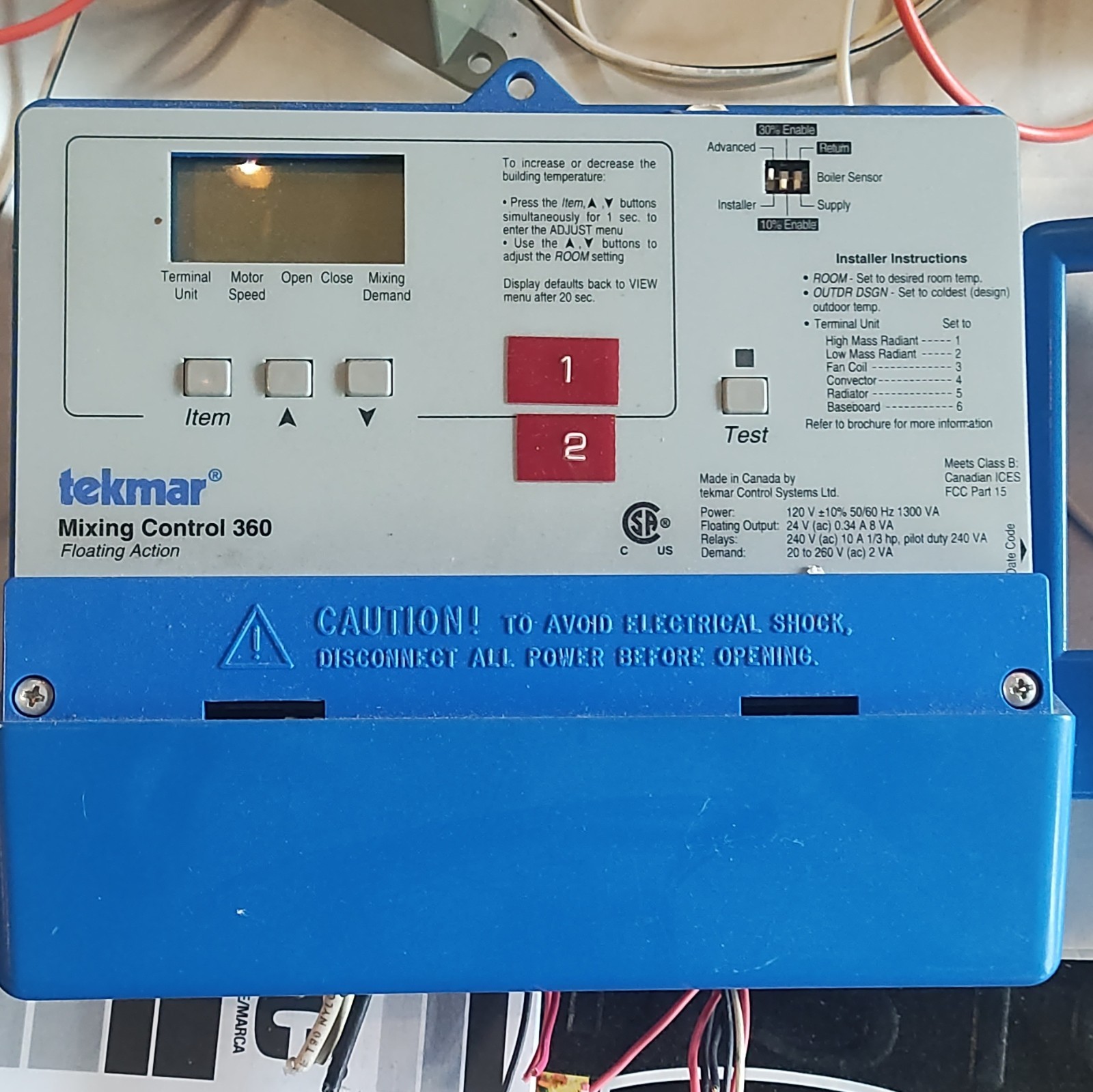 tekmar Mixing Control 360 Floating Action HVAC Control Module, Blue Plastic
