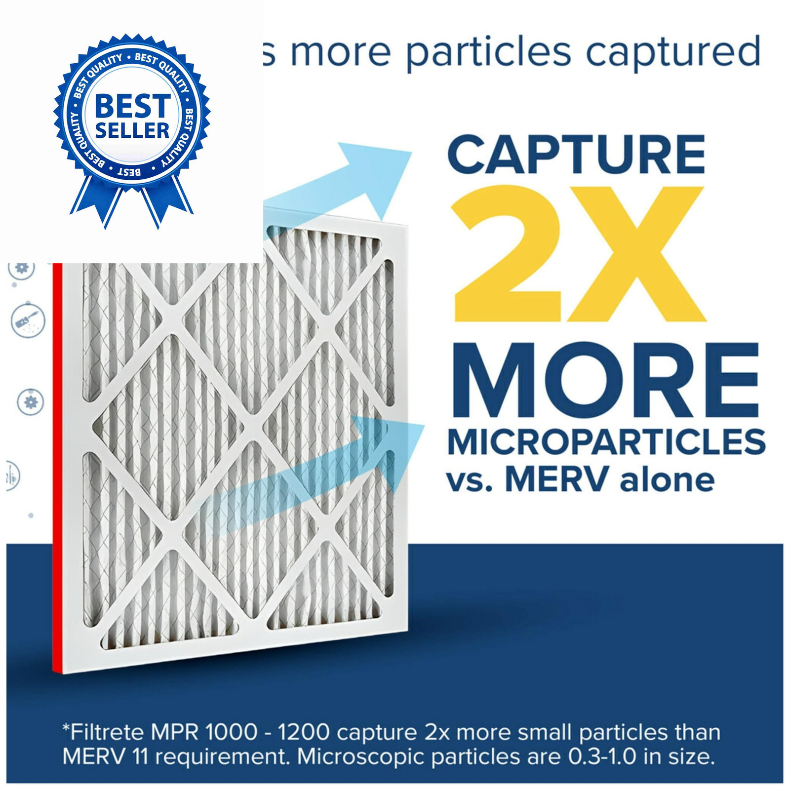 Filtrete 16x25x1 Air Filter MERV 11, MPR 1000 Micro Allergen 16x25x1, White