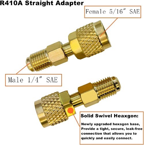 Adapter for Mini Split System, 5/16 inches SAE Female to 1/4 inches SAE Male Fla