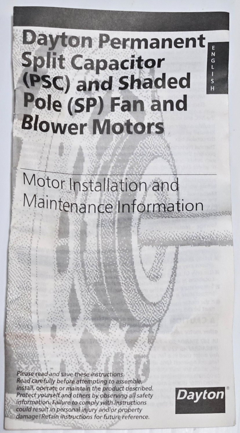 Dayton 4YFJ7 Unit Bearing Motor 115V 1550 RPM CWLE 9W NEW