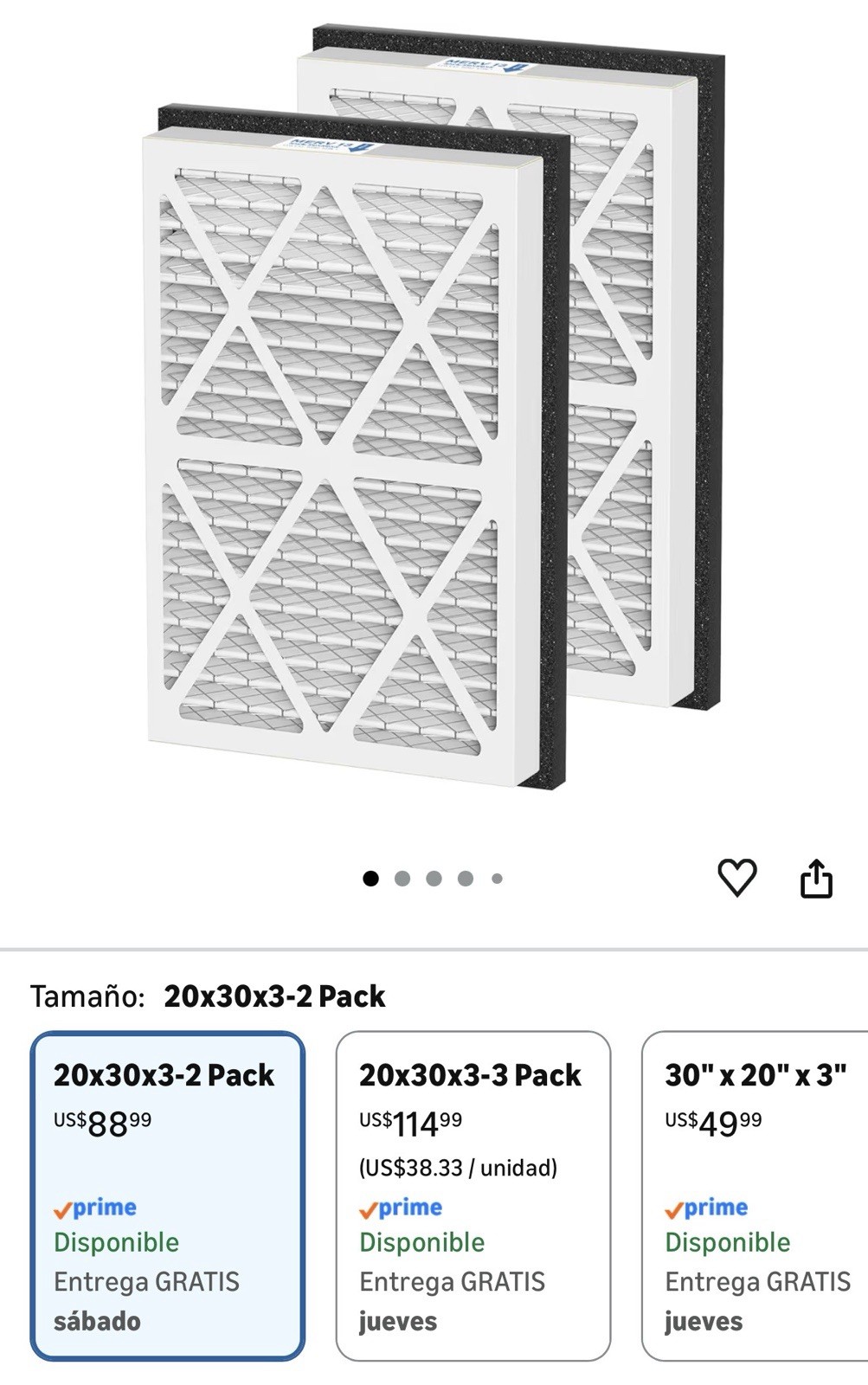 20x30x3 MERV 13 Flat Panel Fiberglass Air Filter for HVAC, Furnace, 2-Pack