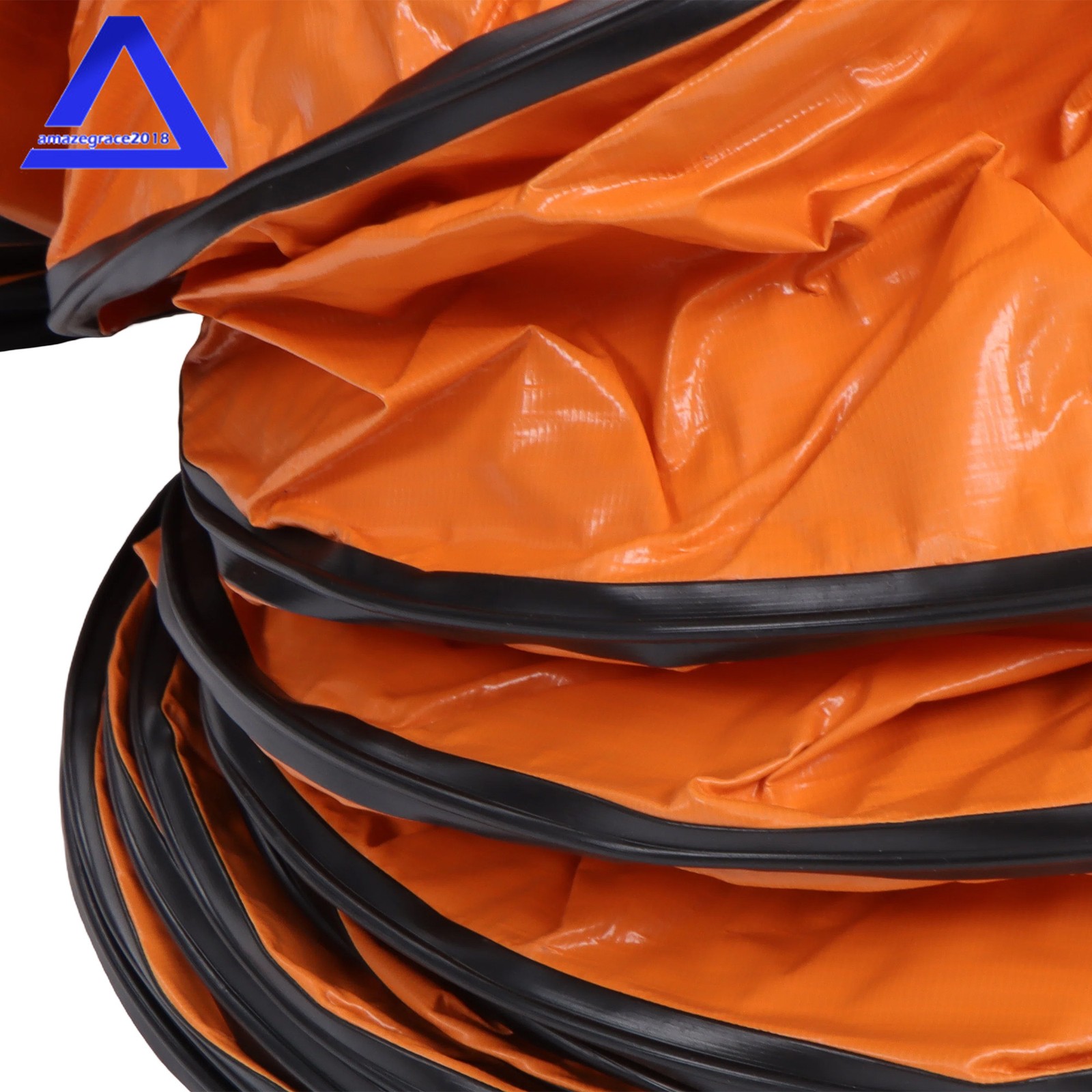 PVC Flexible Duct Hose for Ventilator Blower Fan w/ Rope & D-Ring 12″ × 16FT