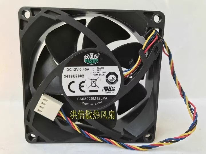 Cooler Master FA08025M12LPA 8025 DC12V 0.45A 8CM 4-wire PWM cooling fan