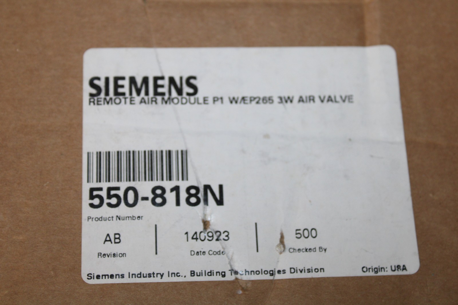 Siemens 550-818N Remote Air Module, P1, With EP265 3 Way Air Valve