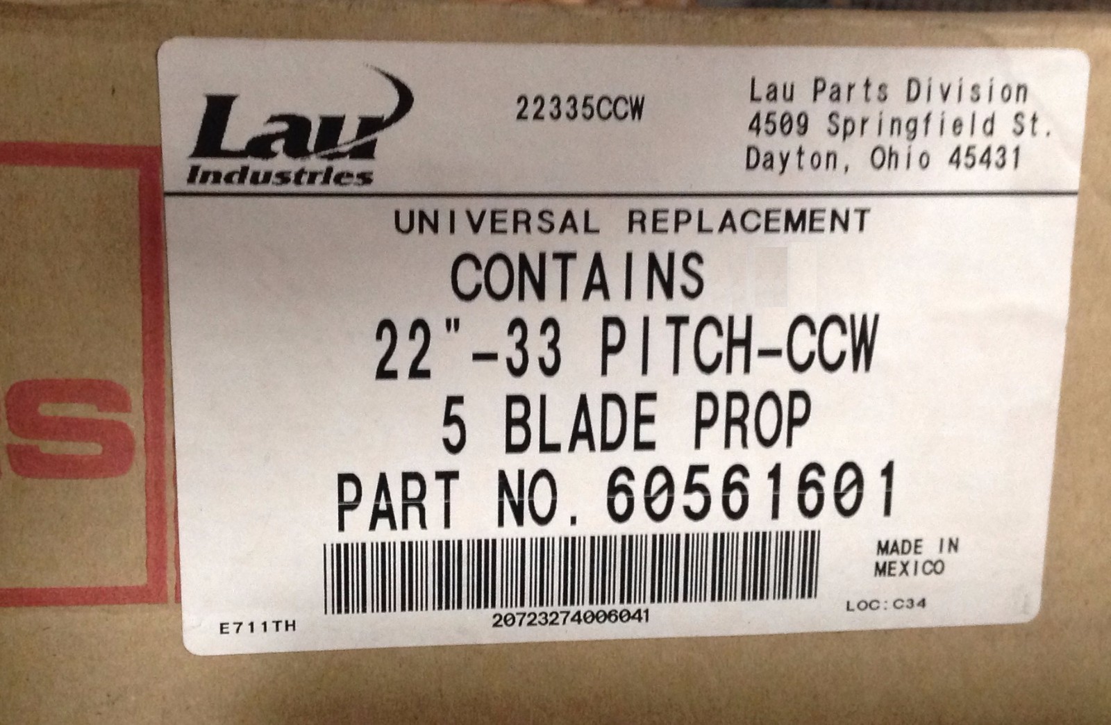 ~Discount HVAC~ LI-60561601 – Lau 22″ Propeller CCW 33 Pitch 5 Blade