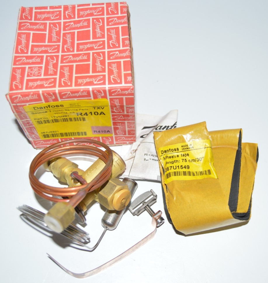 DANFOSS 1TVM4B1 TXV EXPANSION VALVE R-410A, 5/8″ Inlet, 5/8″ Outlet NEW SURPLUS