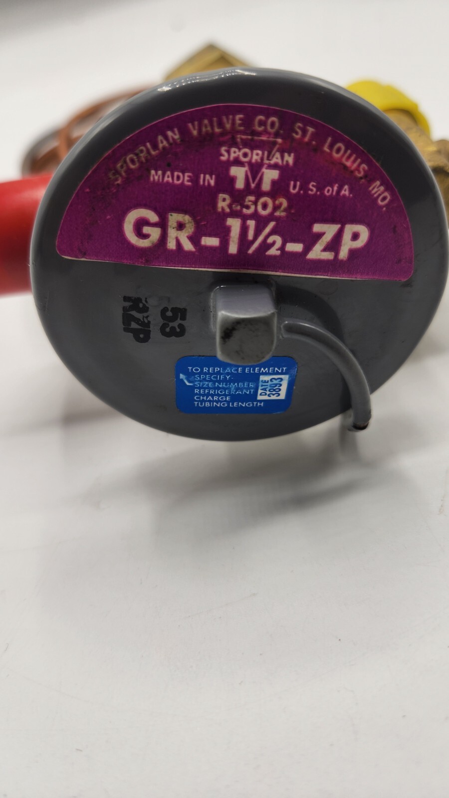 Sporlan GR-1-1/2 ZP 3/8 x 1/2 SAE 5′ Low Temp Thermostatic Expansion Valve