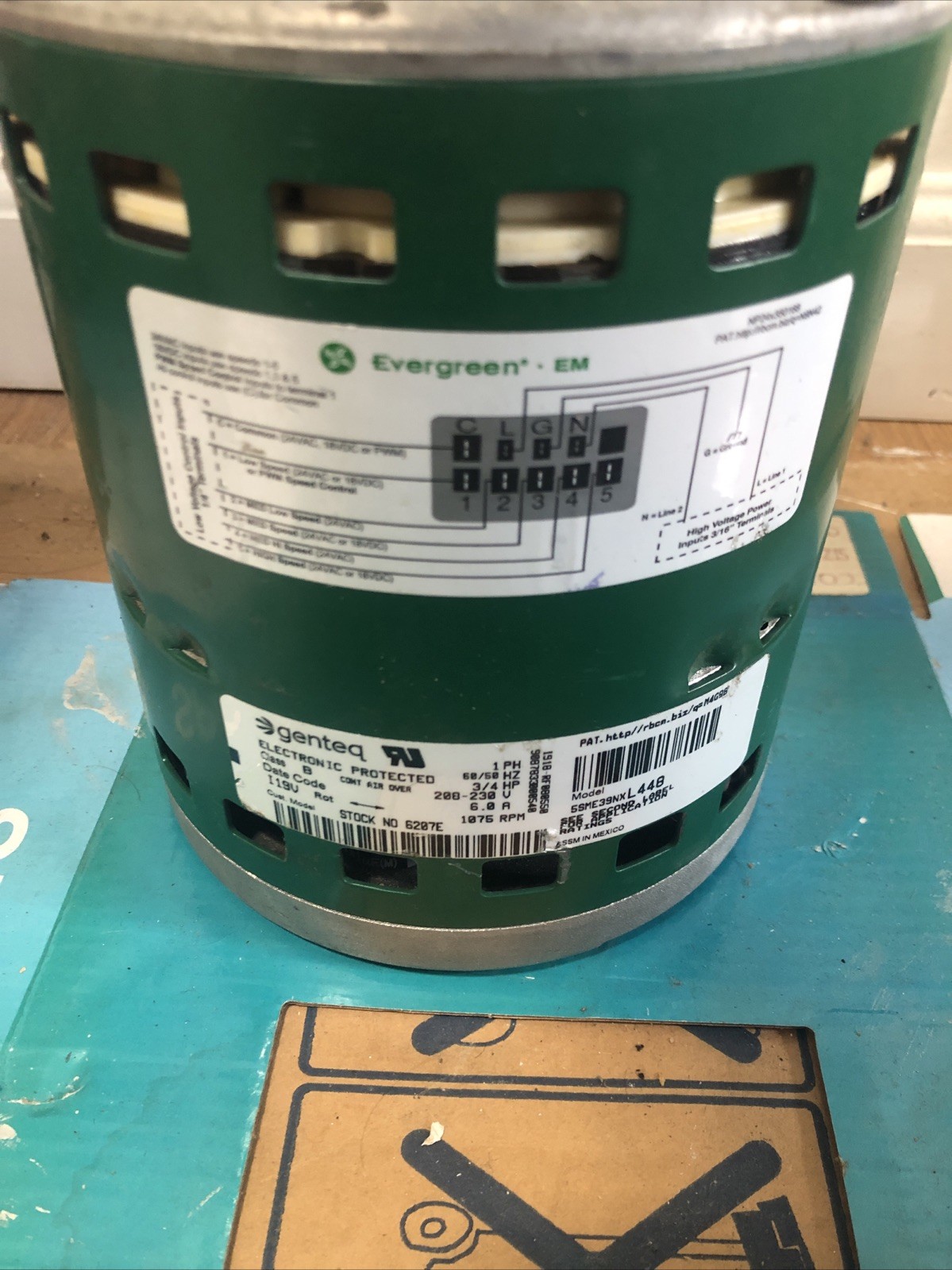 Evergreen 3/4 HP Universal X13 Blower Motor 5SME39NXL448 208-230V CCWLE 1050 RPM
