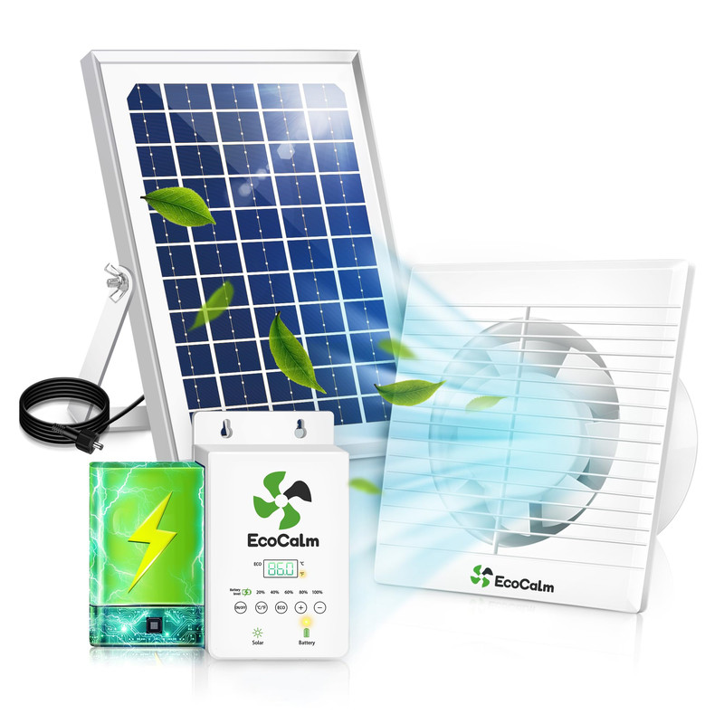 Ecocalm Solar Fan For Chicken Coop Battery And Adjustable Thermostat Solar