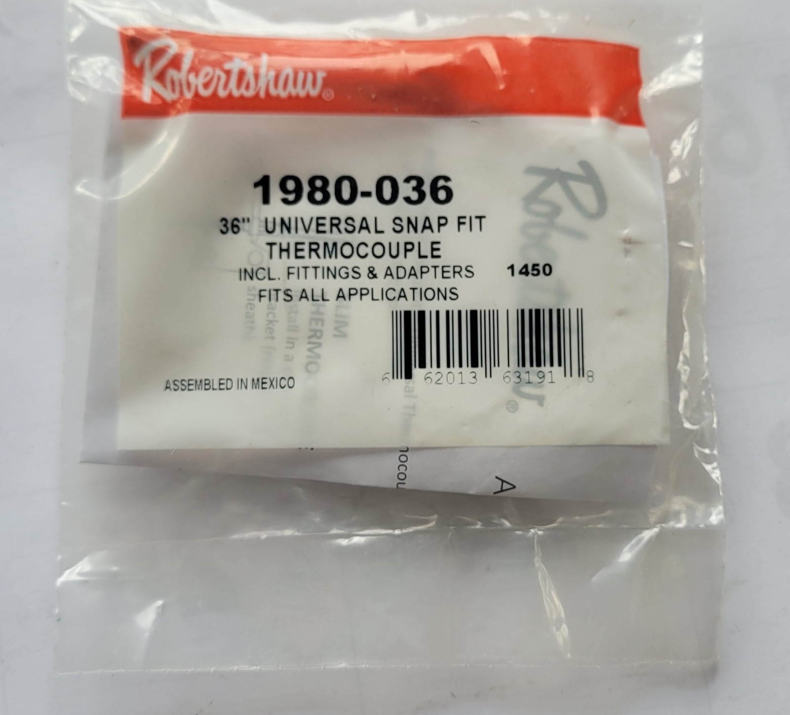 Robertshaw 1980-036, 36 in. Universal Snap Fit Thermocouple