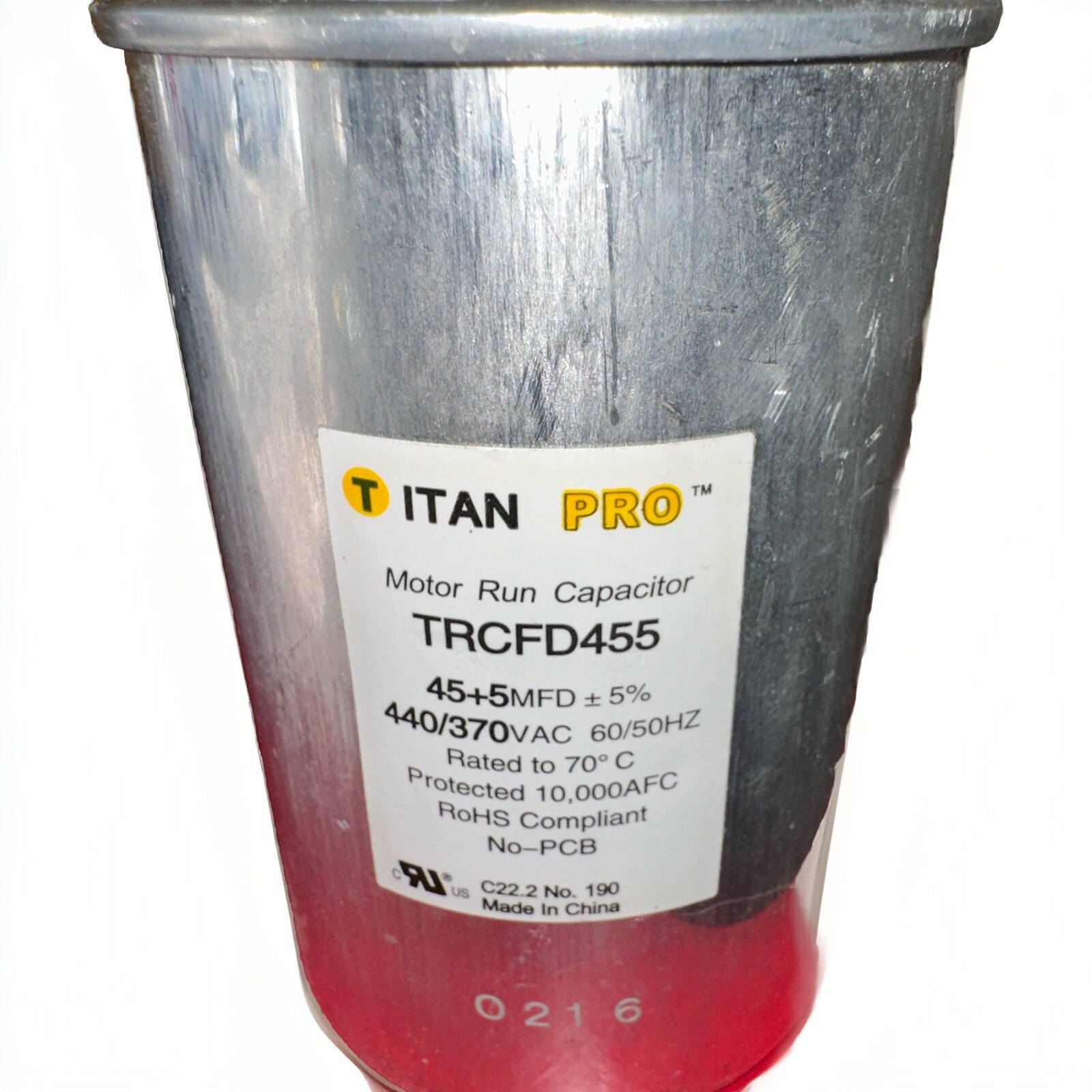 Titan Pro 370V Motor Run Capacitor – Silver (TRCD455)