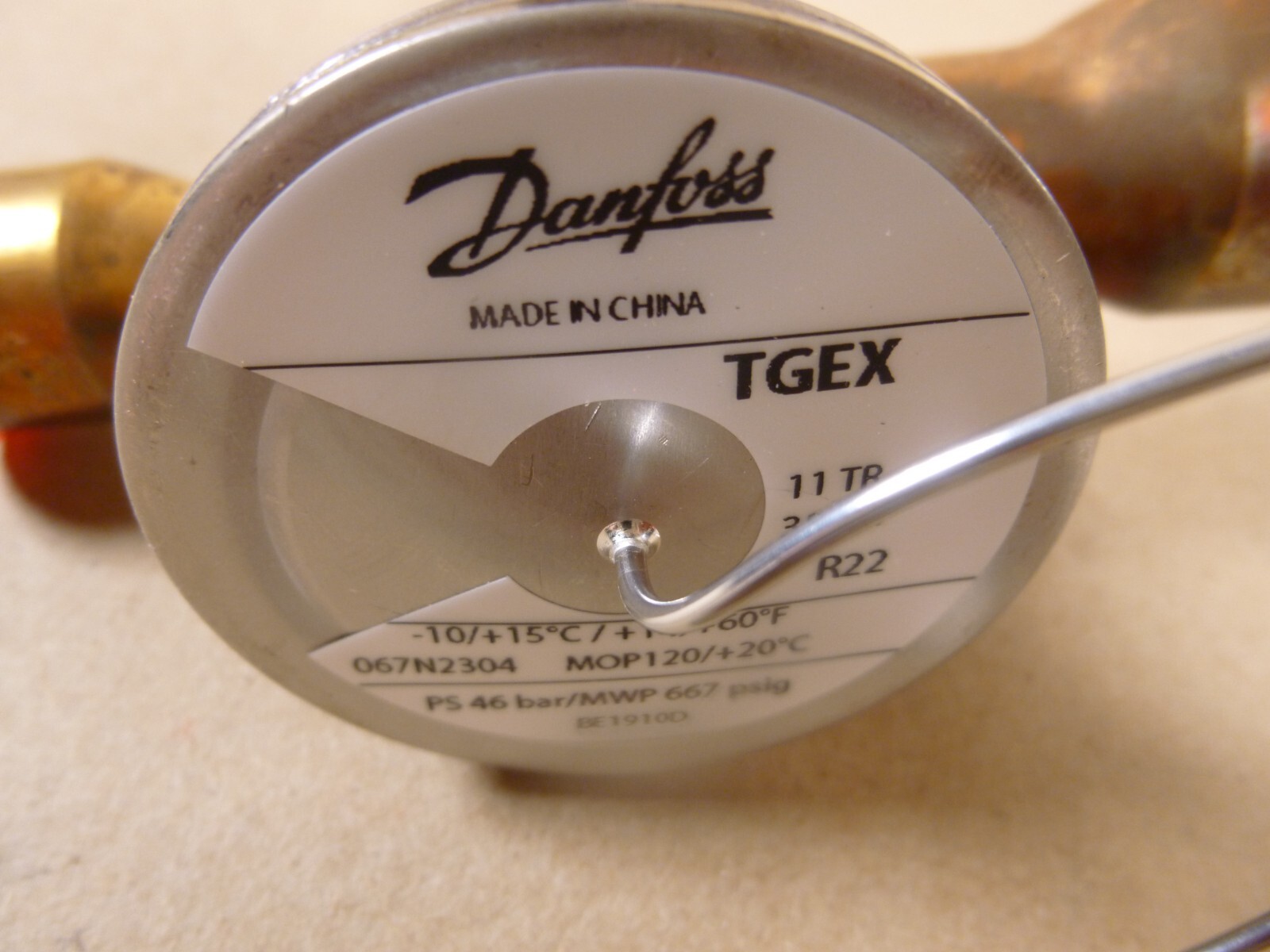 Danfoss TGEX Thermostatic Expansion Valve 11TR 38KW 5/8×7/8×1/4″ , 067N2304