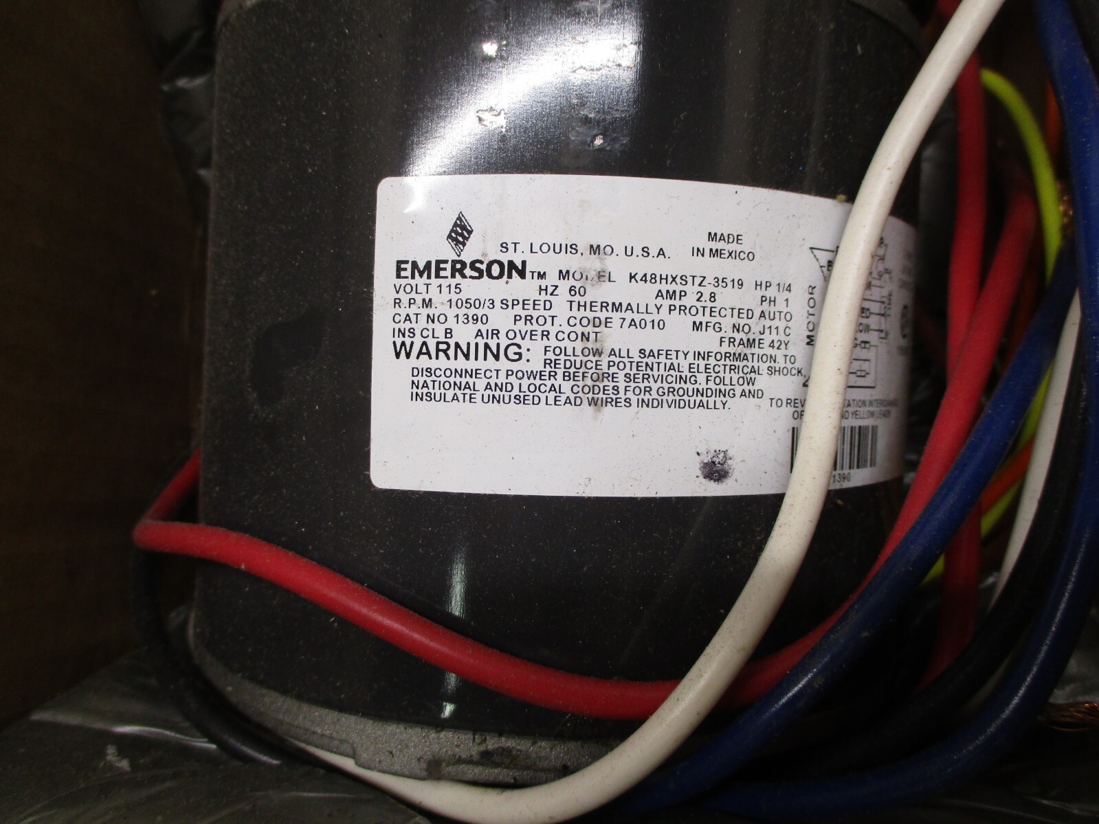 New Emerson 1390 K48HXSTZ-3519 1/4HP 115V Furnace Direct Drive Blower Motor