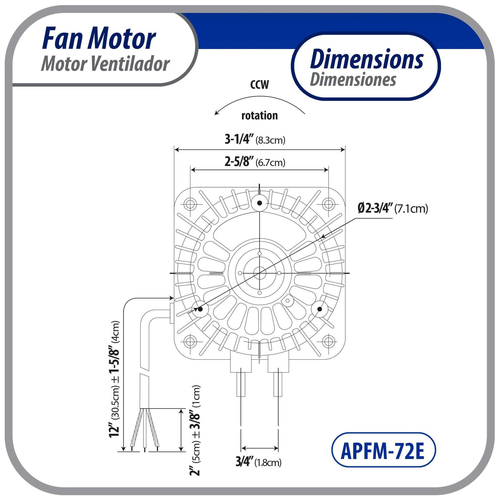 Appli Parts APFM-72E 7W refrigeration condenser and evaporator motor 220V 60Hz 0